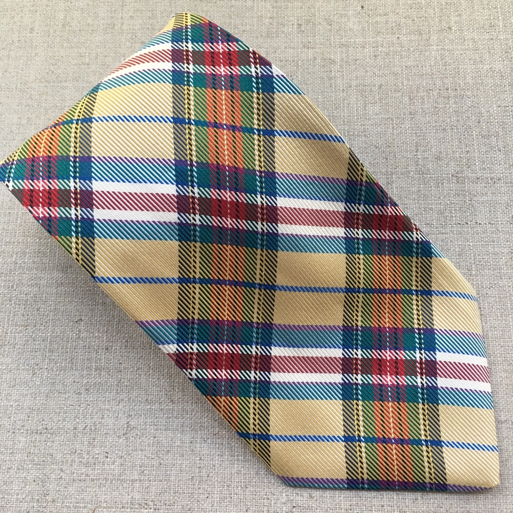 C.E.O. Multicolour Plaid Pattern Silk Tie